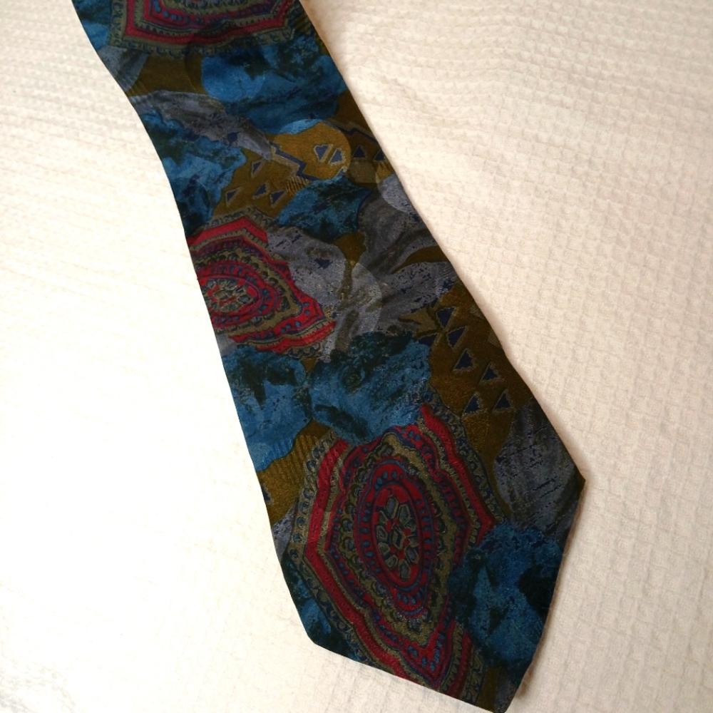 Oscar de la Renta Blue and Red Silk Tie